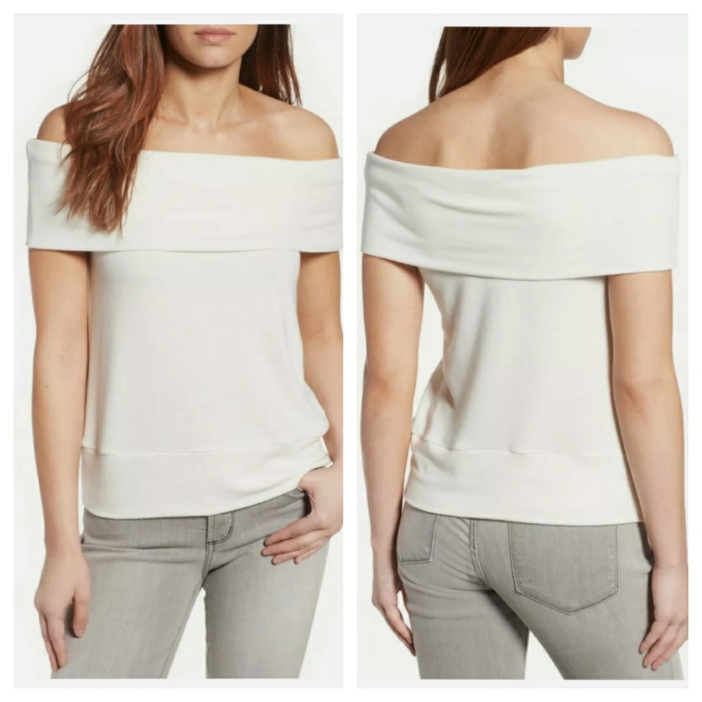 CUPCAKES & CASHMERE| Wineberg Off Shoulder Top